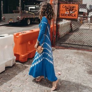 NWT Zara blue tie dye dress